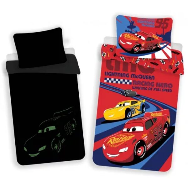 Disney Cars naktī spīdošais gultas veļas komplekts